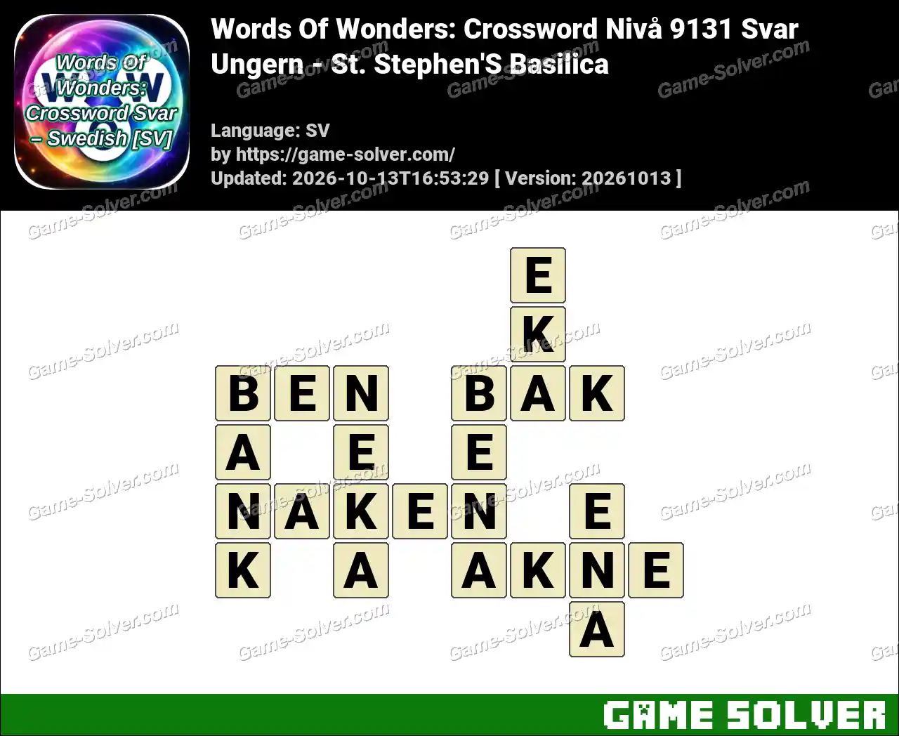 Words Of Wonders: Crossword Nivå 9131 Svar – Ungern – St. Stephen’S Basilica